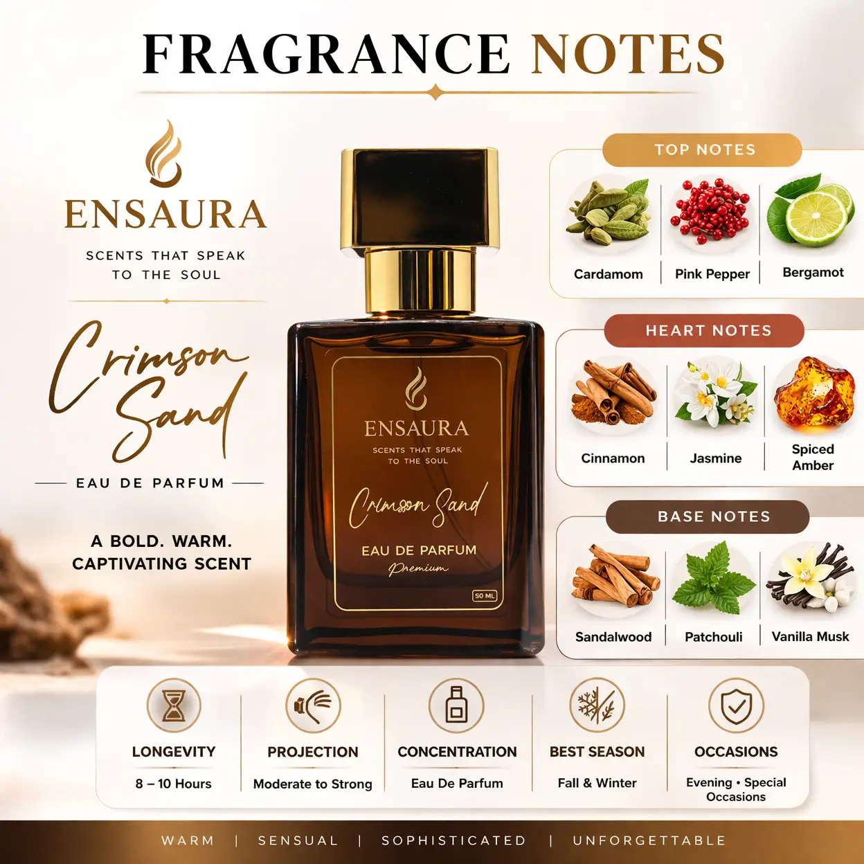 Ensaura Crimson Sand Eau De Parfum – Long Lasting Fragrance - Image 3
