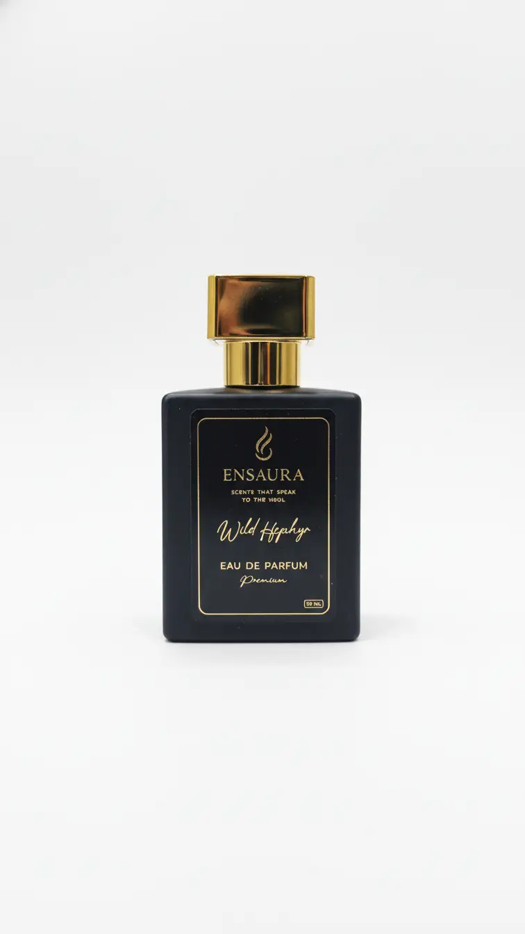 Ensaura Wild Zephyr perfume bottle fresh citrus woody fragrance