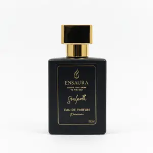Ensaura Soulpath perfume bottle woody aromatic long lasting fragrance