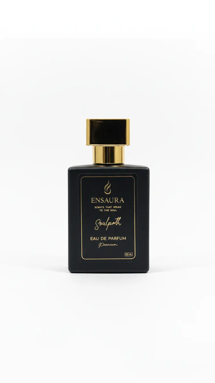Ensaura Soulpath perfume bottle woody aromatic long lasting fragrance